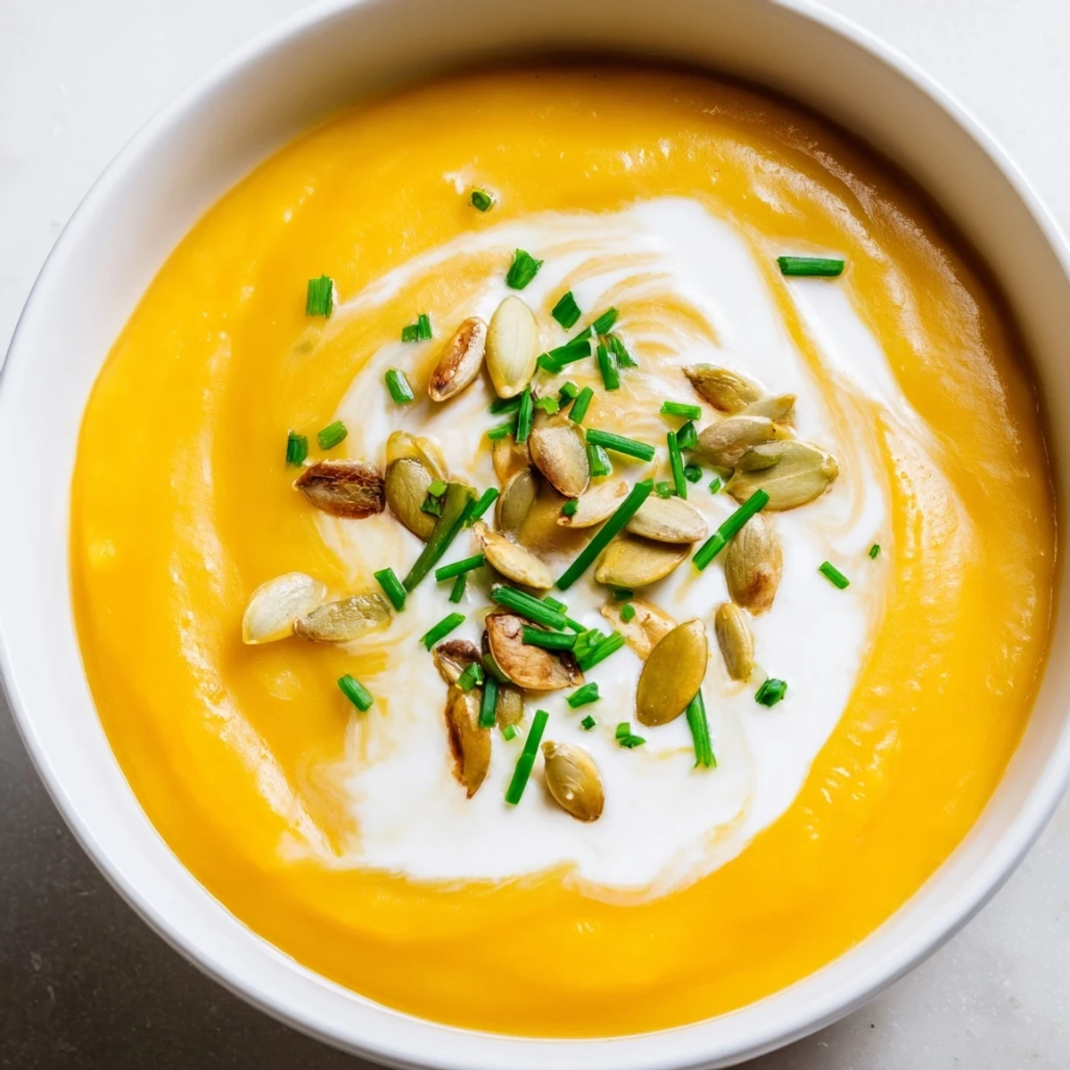 Steaming pot of golden Winter Squash Soup with Apple and Ginger, featuring butternut squash and fresh ginger root.