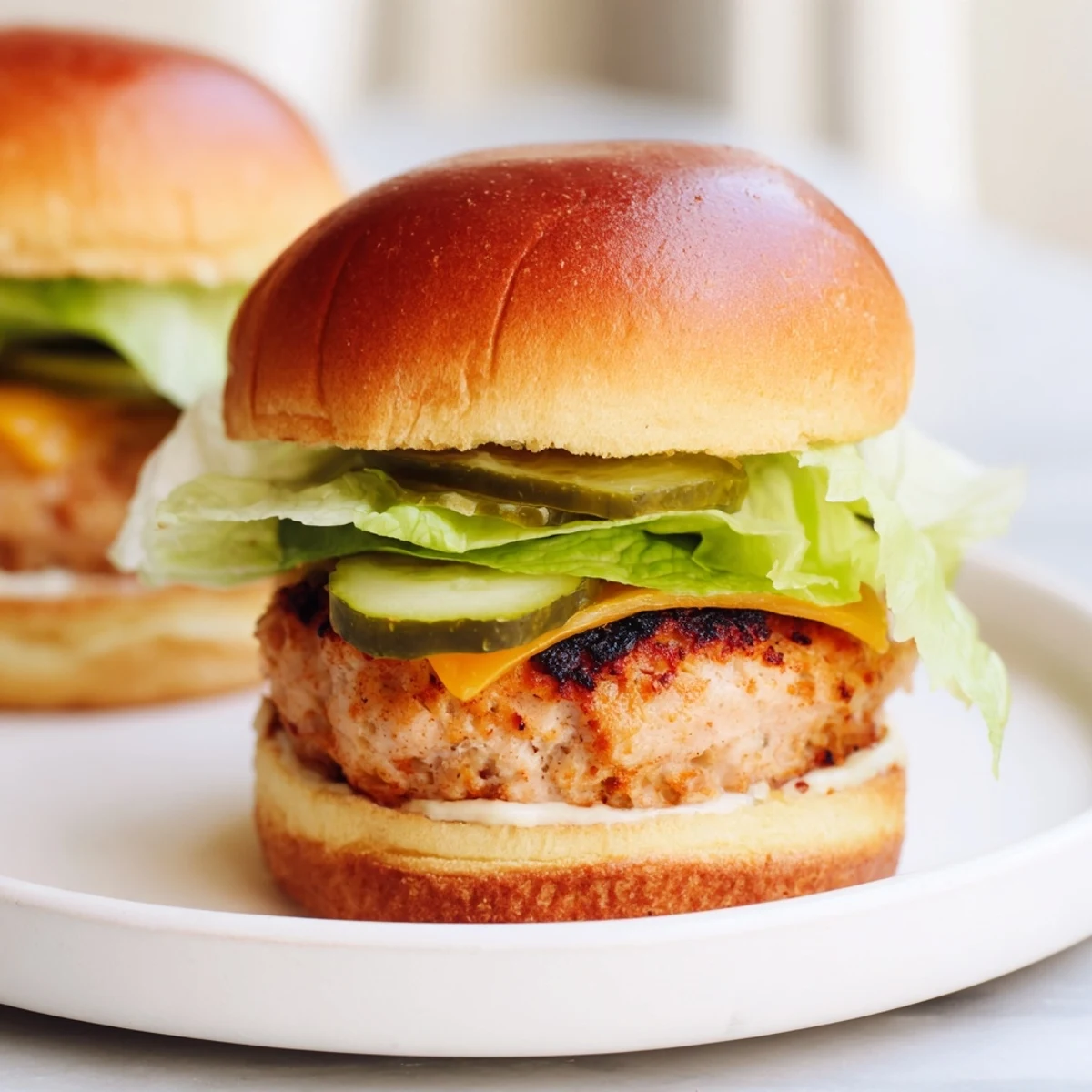Sizzling Touchdown Turkey Burger Sliders with Pickle served on a wooden board, perfect for a Super Bowl party appetizer.