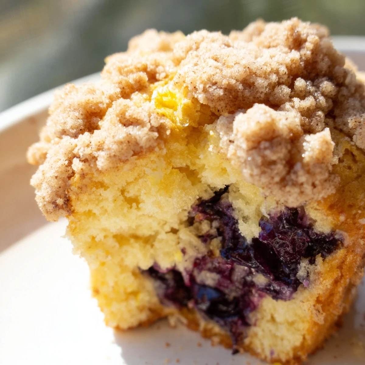 Golden-brown Lemon Blueberry Muffin Tops with a crumbly streusel topping are scattered across a cooling rack, ready to enjoy with a hot cup of coffee.  