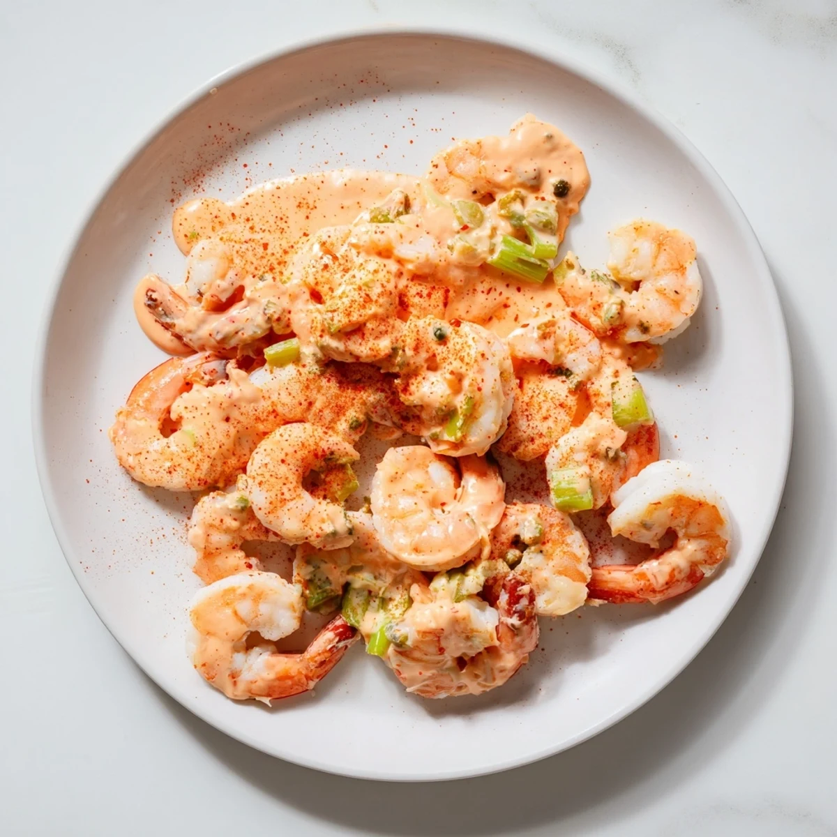 Golden, tender shrimp are served on a platter with a vibrant, zesty Cajun Remoulade Sauce for dipping or drizzling.