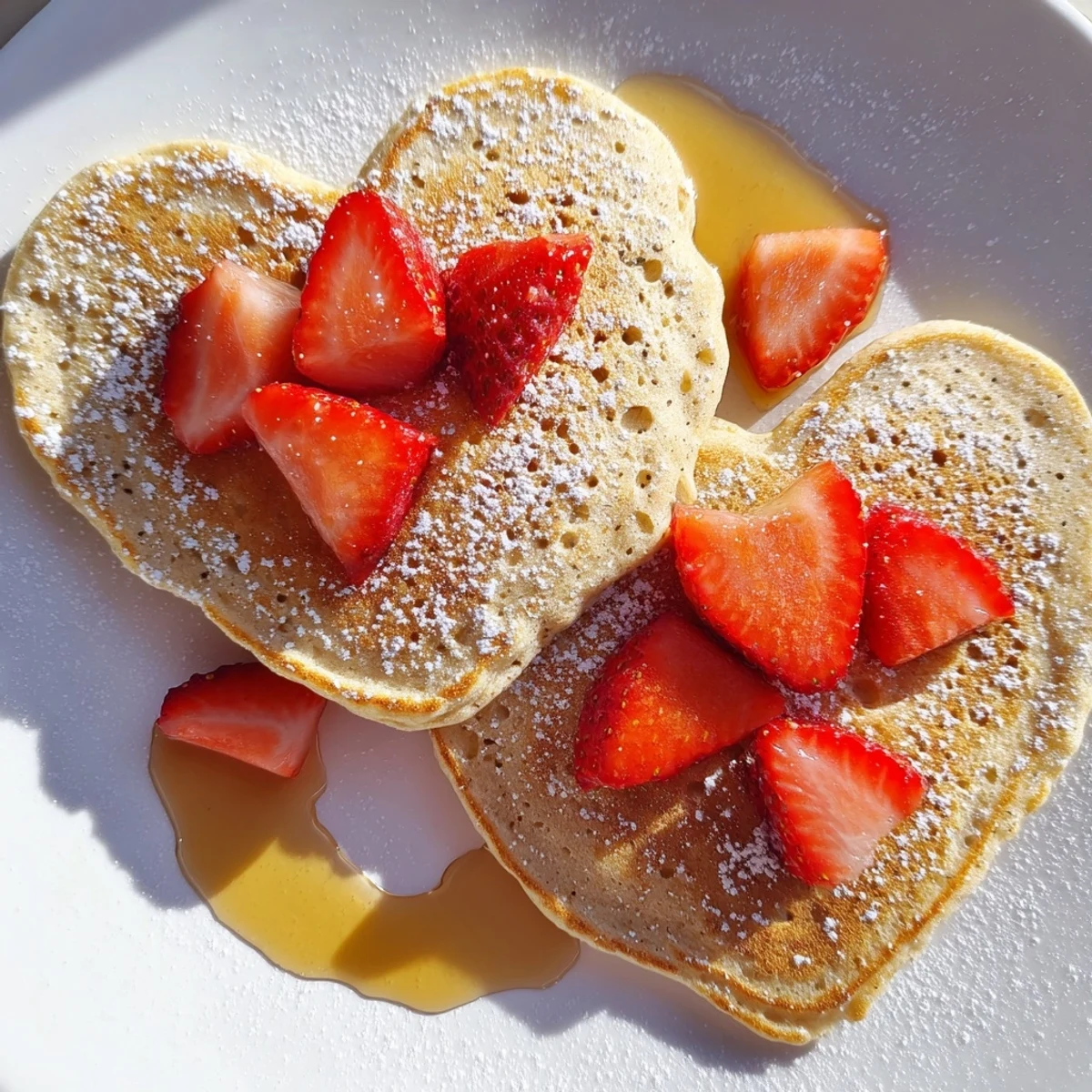 Decadent Valentine Breakfast Pancakes garnished with whipped cream and berries, served alongside a steaming cup of coffee.