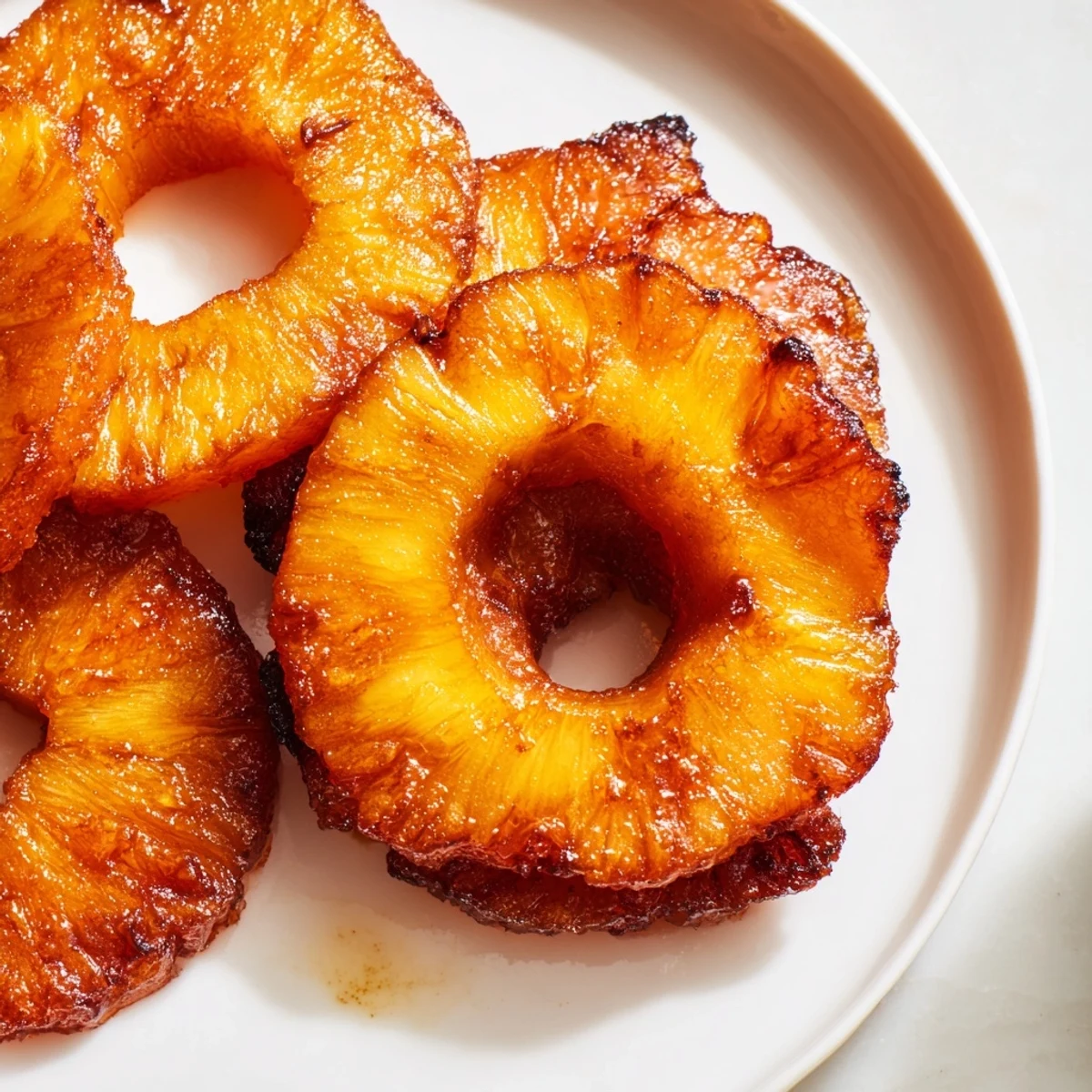Crispy battered pineapple wedges from the Rum-Soaked Fried Pineapple recipe, paired with a glass of dark rum.