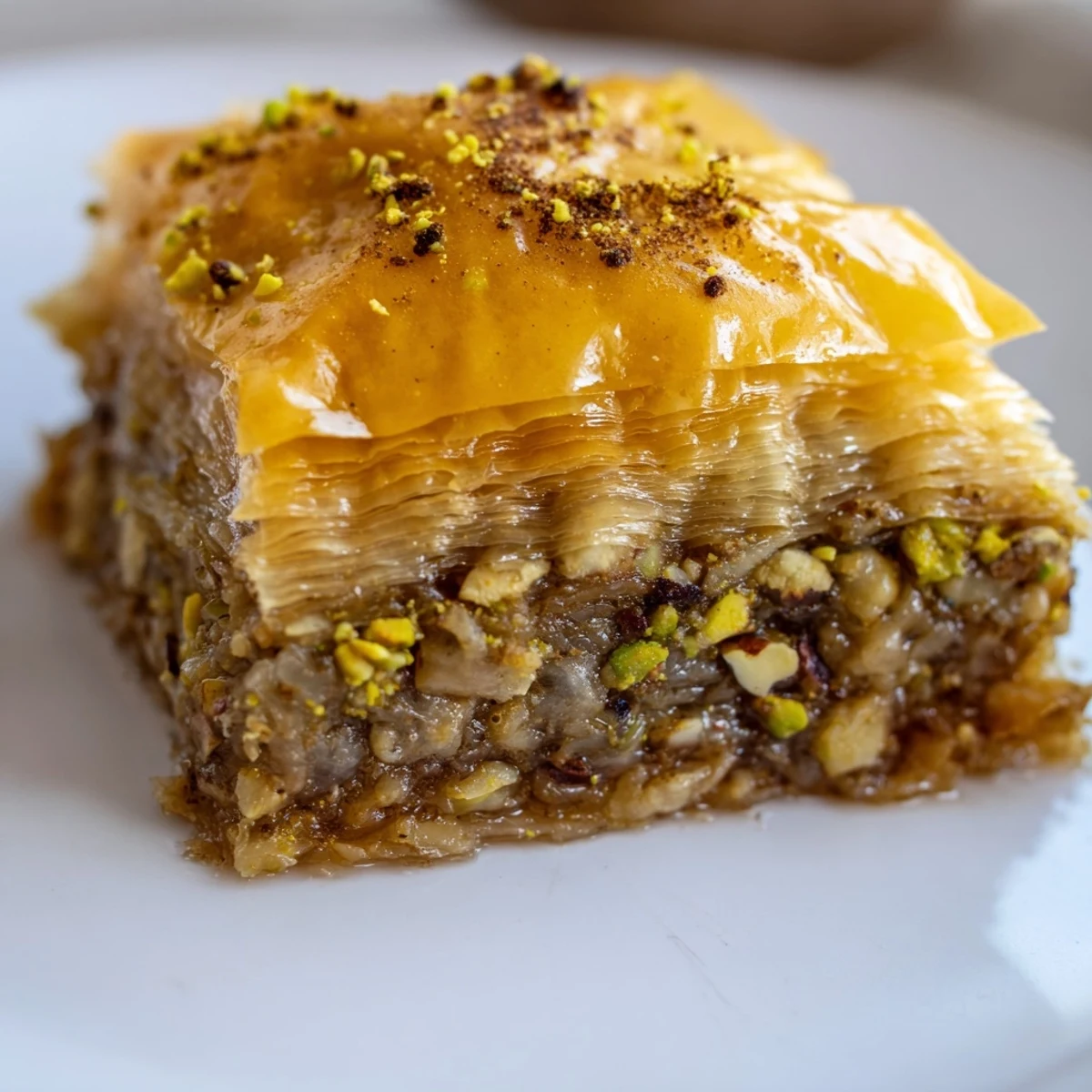 Golden-baked Greek Baklava with crisp, buttery phyllo layers and honey syrup.