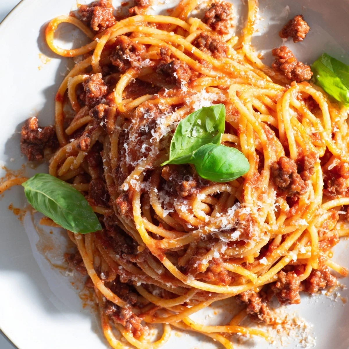 Hearty The Bear Spaghetti served in a rustic skillet with rich, chunky tomato sauce.