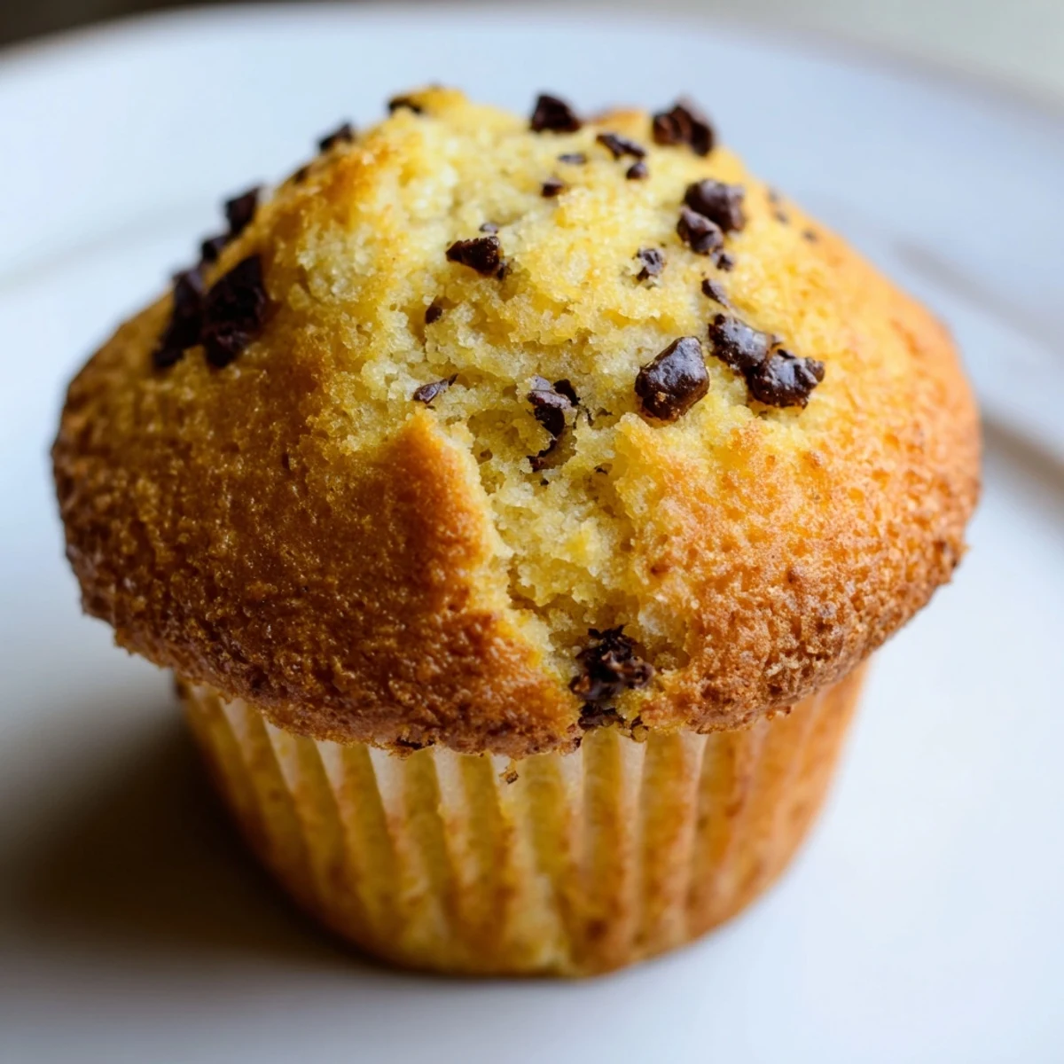 Freshly baked French Roast Coffee Muffins with Mochi Flour sit on a rustic wooden board, showcasing their golden-brown tops and crinkled paper liners.