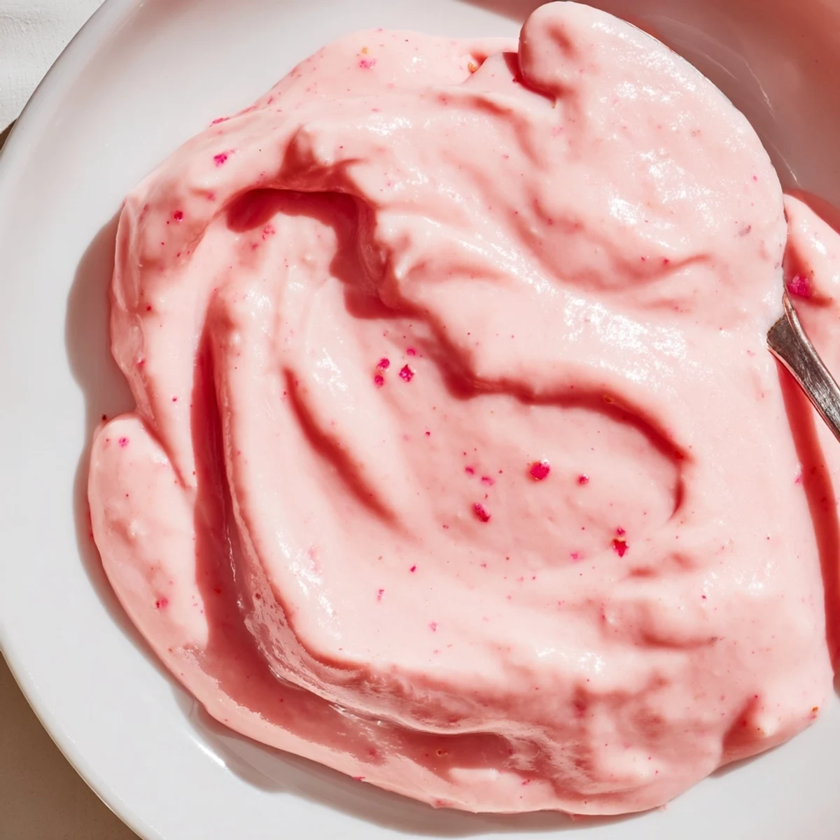 Silky smooth pink lemon curd spread on a fresh scone with zest garnish