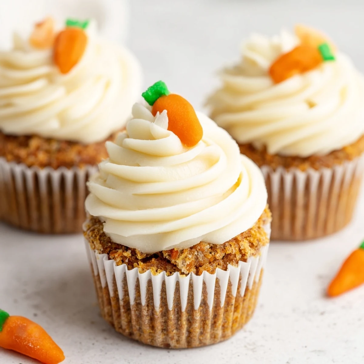Assorted Easter dessert spread featuring carrot cake cupcakes, chocolate nests, and pastel sugar cookies