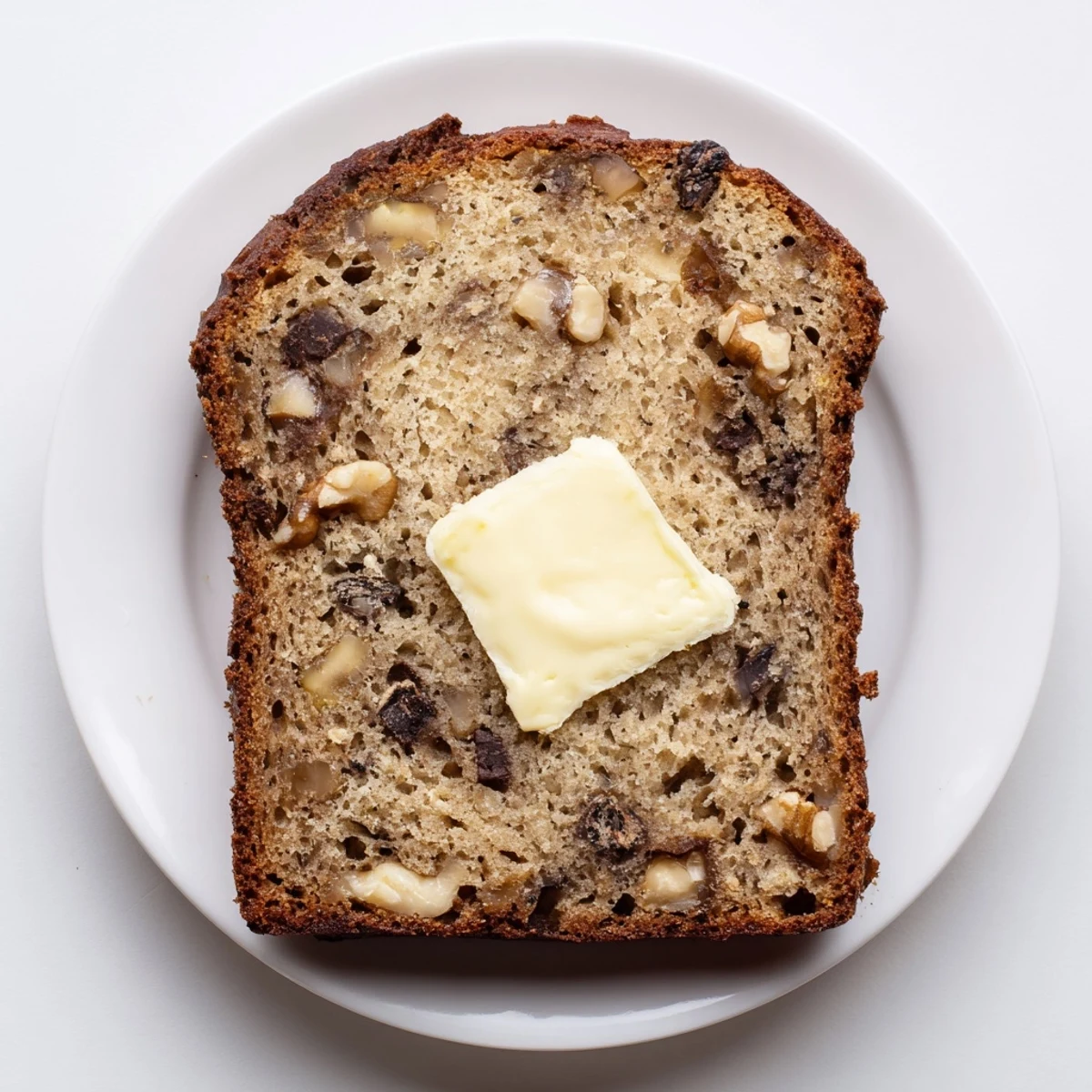 Homemade moist banana bread cooling on a wire rack, golden crust with tender crumbs and optional walnuts visible throughout