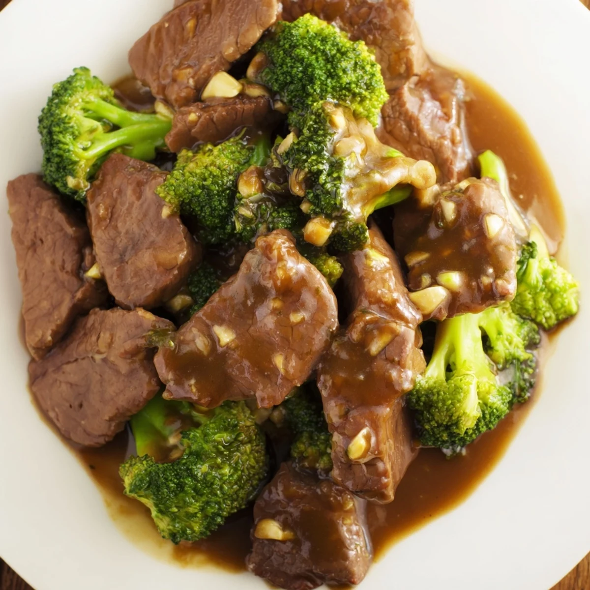 Rich beef and broccoli stir fry sauce coats ingredients in glossy dark caramel-colored glaze