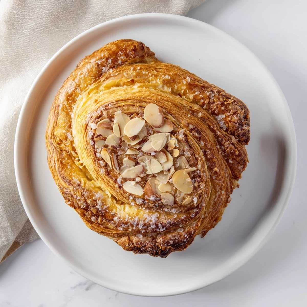 Buttery puff pastry bear claws topped with sliced almonds baked to golden brown perfection