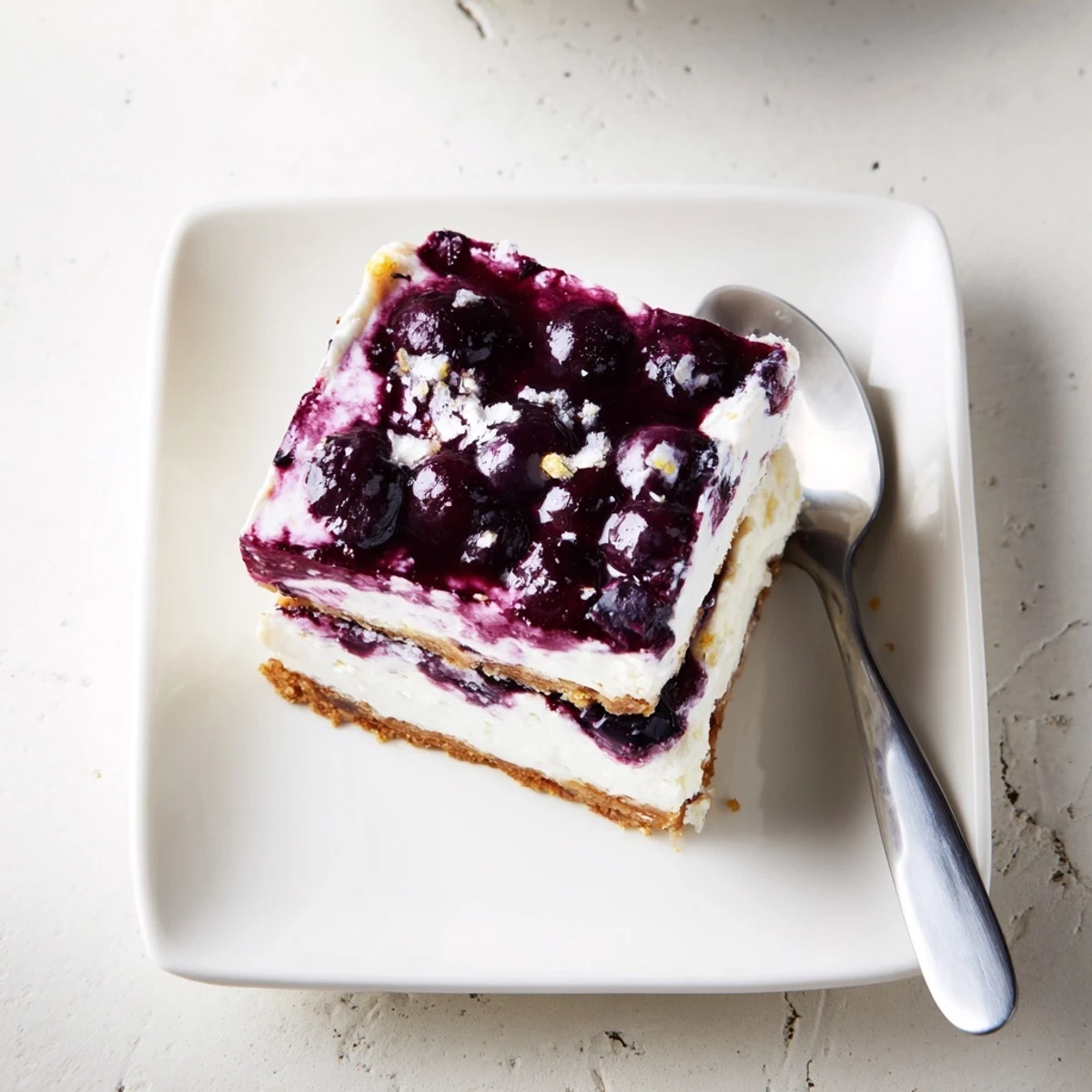Golden pecan crust layered with creamy cheesecake filling and glossy blueberry topping in this festive blueberry jamboree dessert