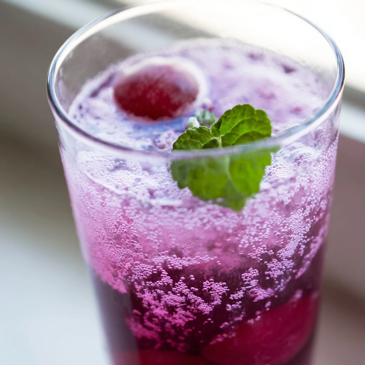 Vibrant purple grape agua fresca served in a clear pitcher alongside fresh lime wedges