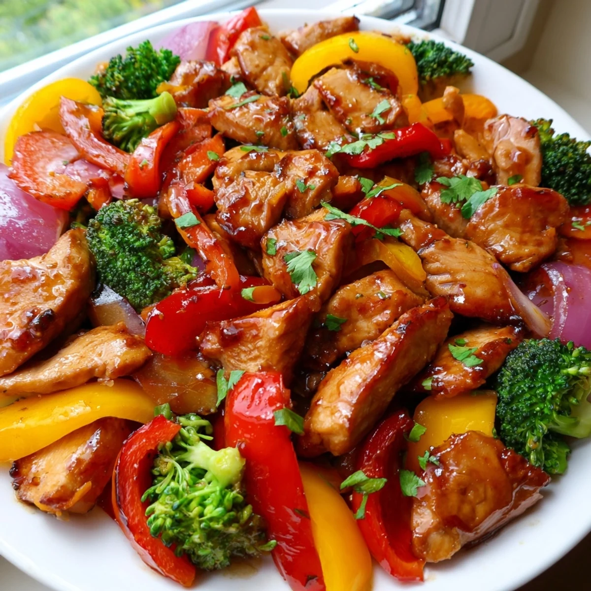 Quick flavorful weeknight meal served over fluffy steamed rice with fresh cilantro garnish