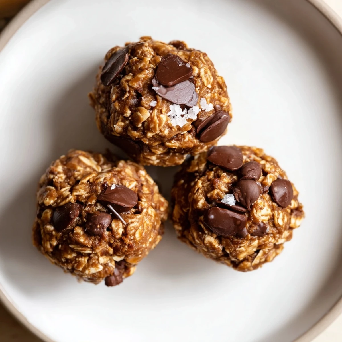 Brownie Protein Bites arranged on parchment, fudgy centers and glossy chocolate chips