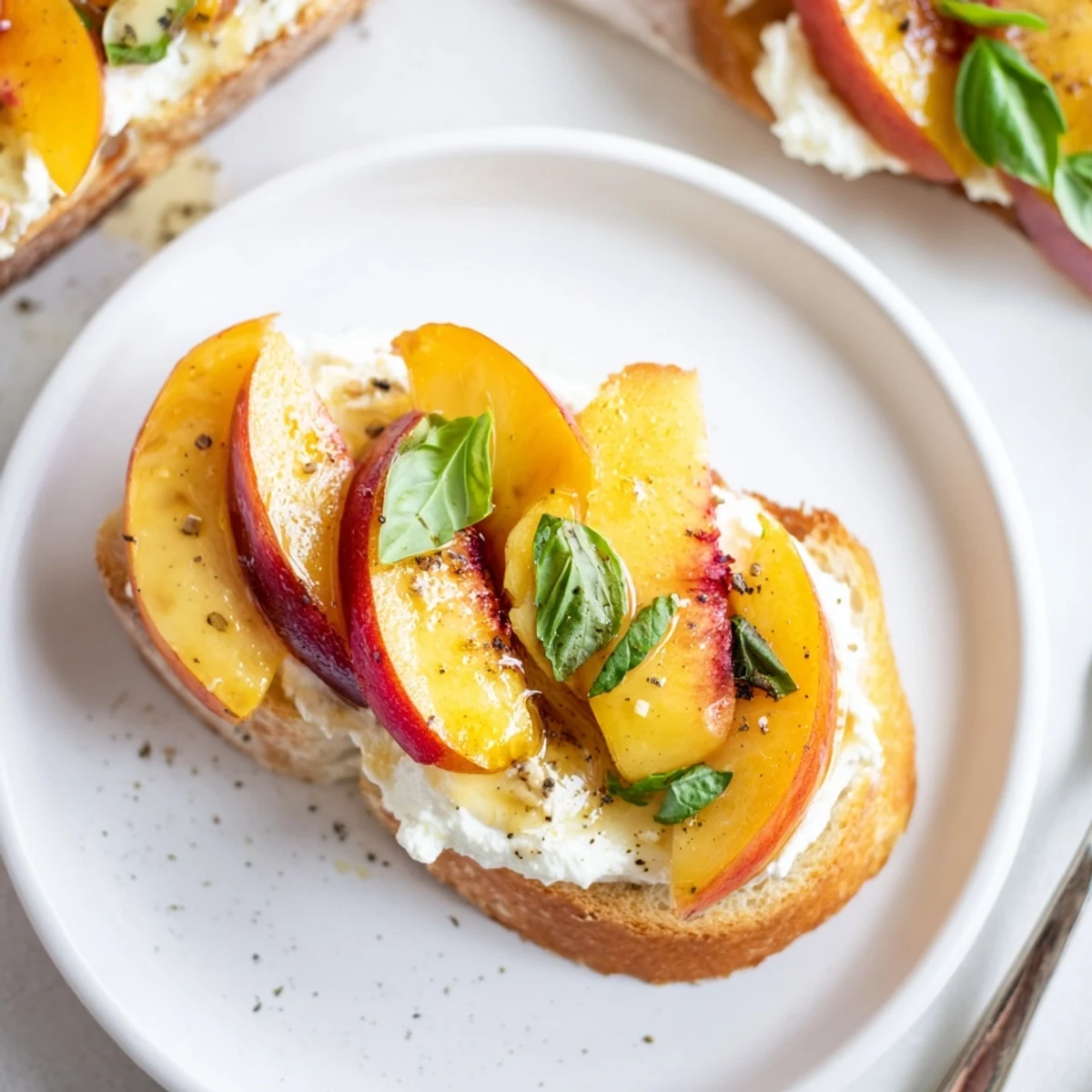 Peach Bruschetta With Whipped Ricotta