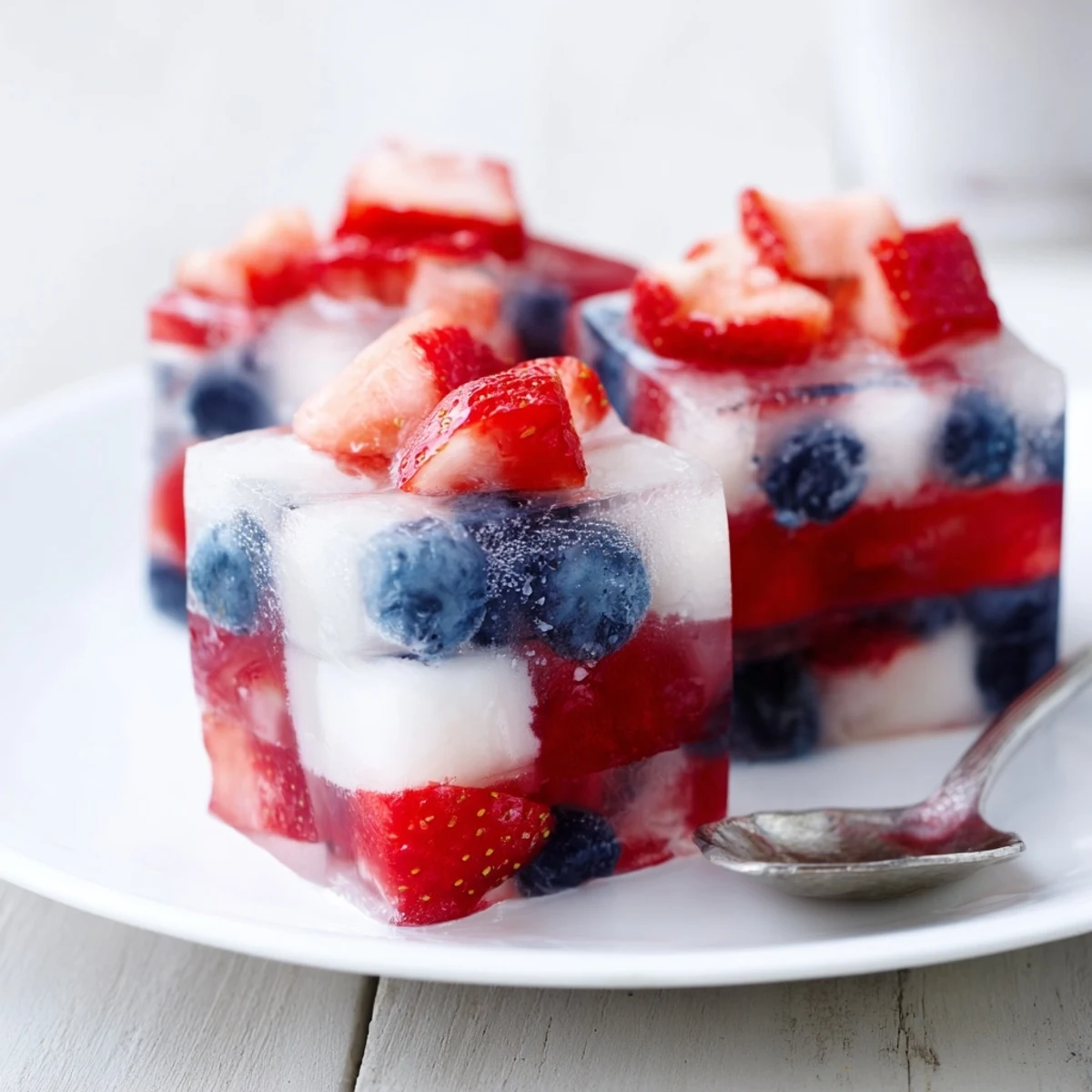 Patriotic Red White And Blue Ice Cubes Recipe chilling lemonade with fresh fruit
