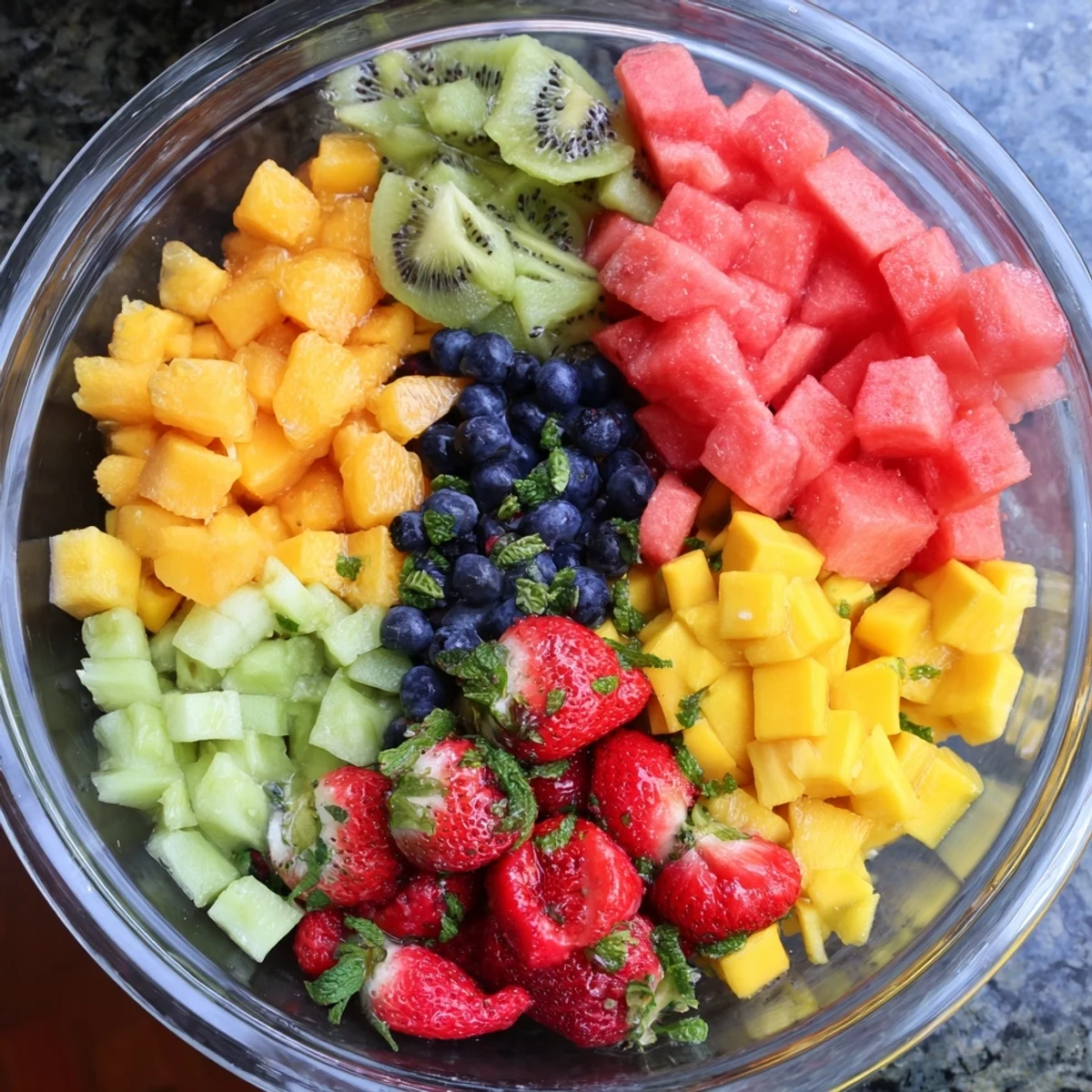 Fresh fruit medley of summer delights topped with zesty orange lime dressing