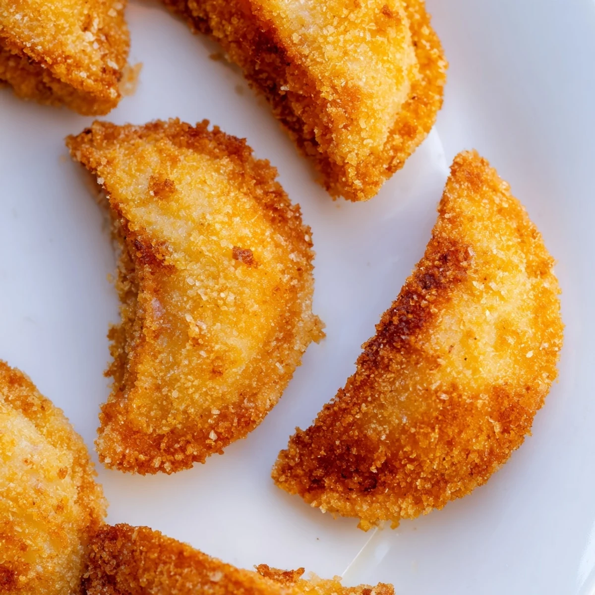 Plate of warm Portuguese shrimp rissois freshly fried to golden perfection, perfect for sharing appetizers