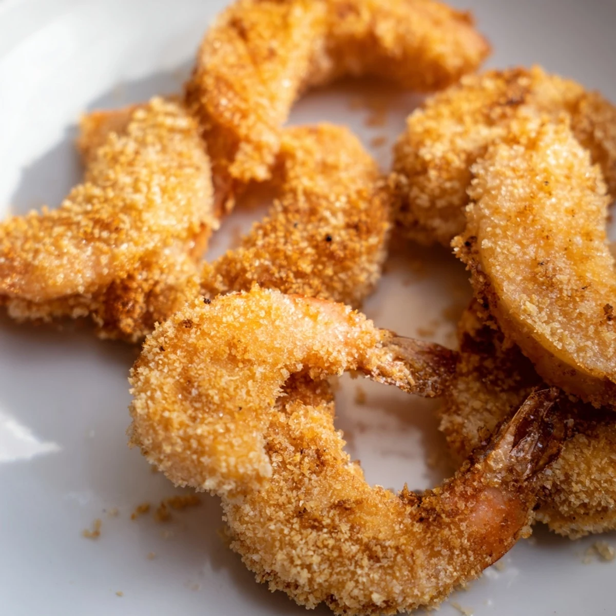 Handheld Portuguese shrimp rissois displaying flaky fried exterior with creamy seafood filling visible inside