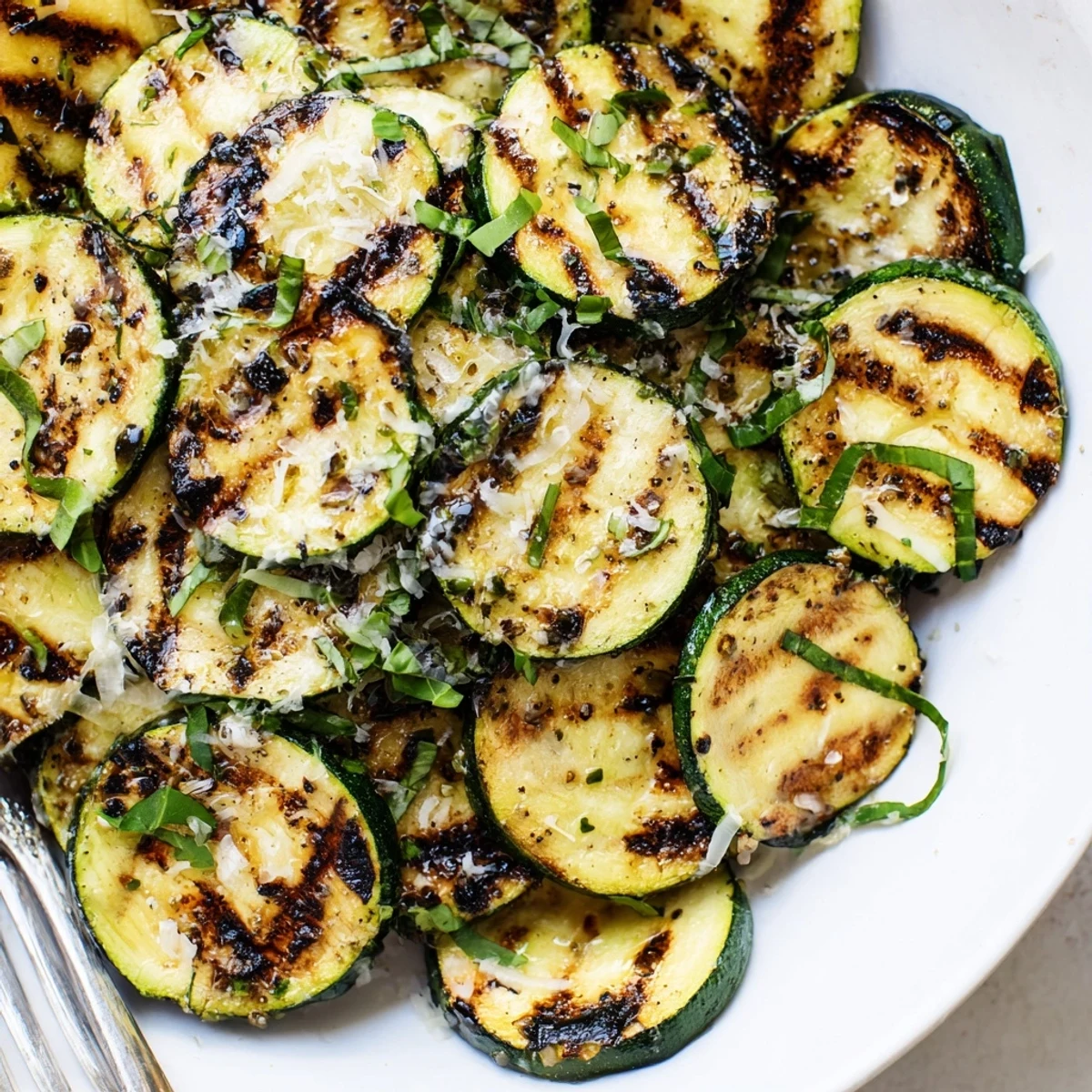 Smoky Crispy Grilled Zucchini With Parmesan And Fresh Herbs, crunchy, herb-scented