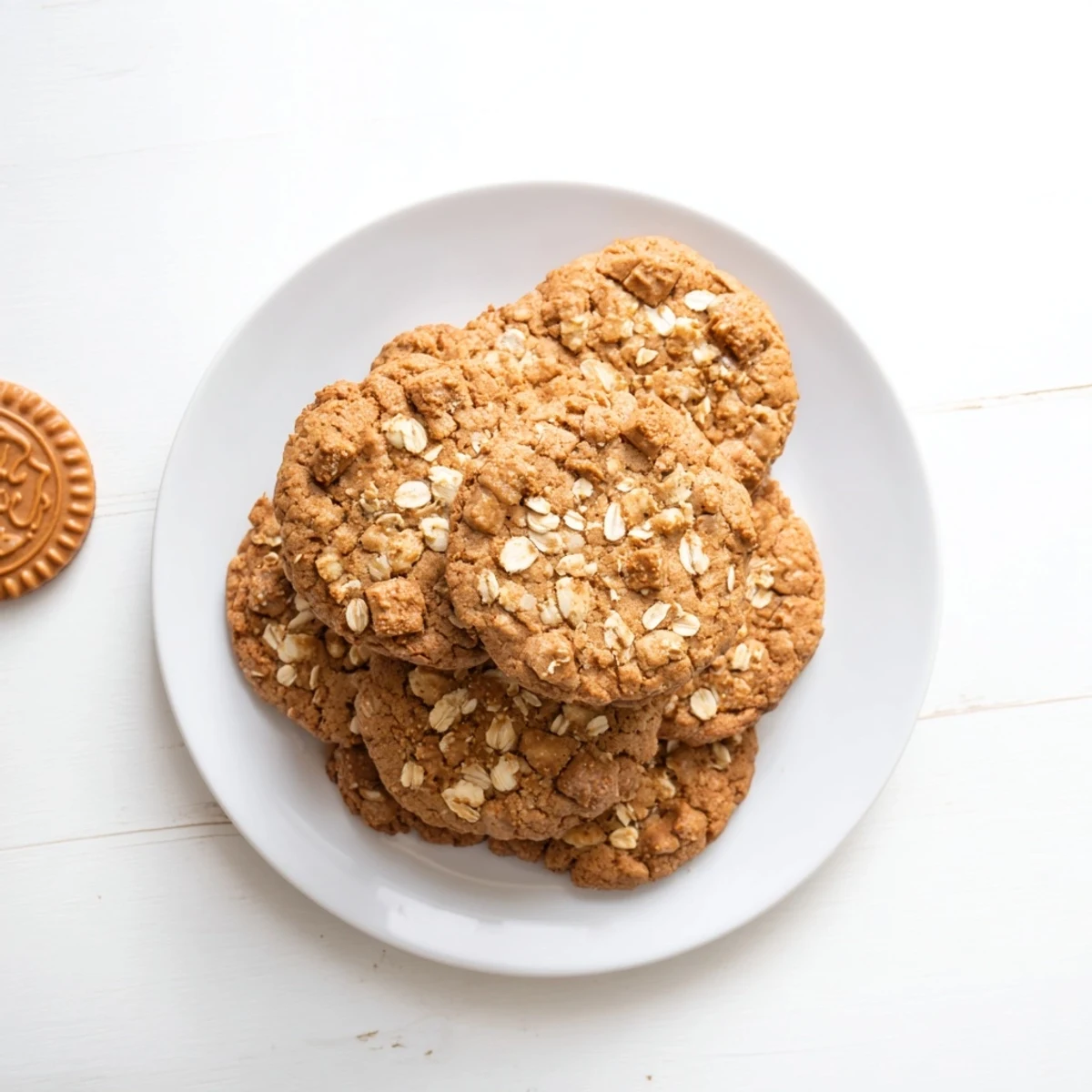 Homemade Biscoff oatmeal Lotus cookies with crunchy Lotus pieces, perfect caramel-spice treat for afternoon tea