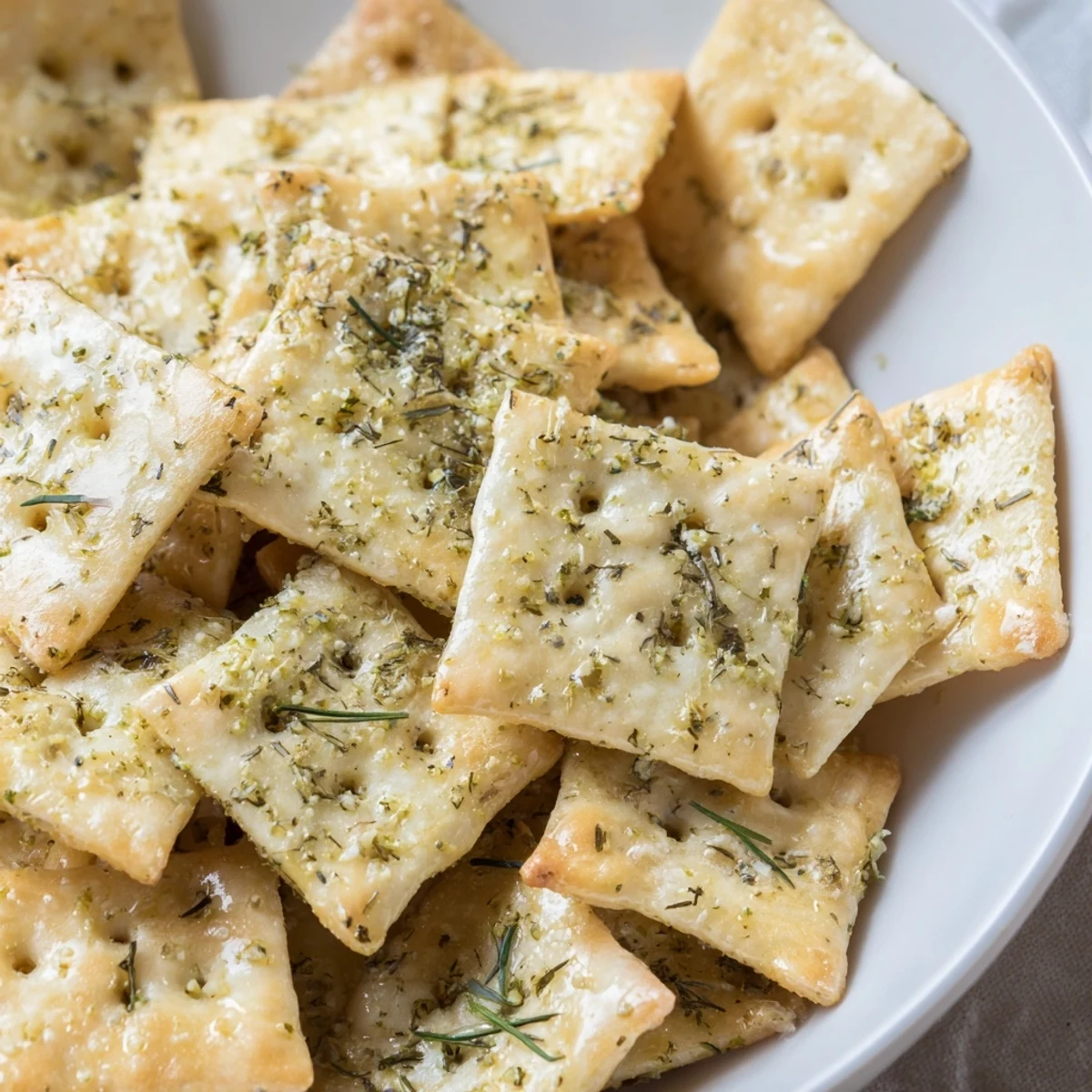 Dill Pickle Saltines Recipe: crispy golden crackers coated in tangy dill seasoning  