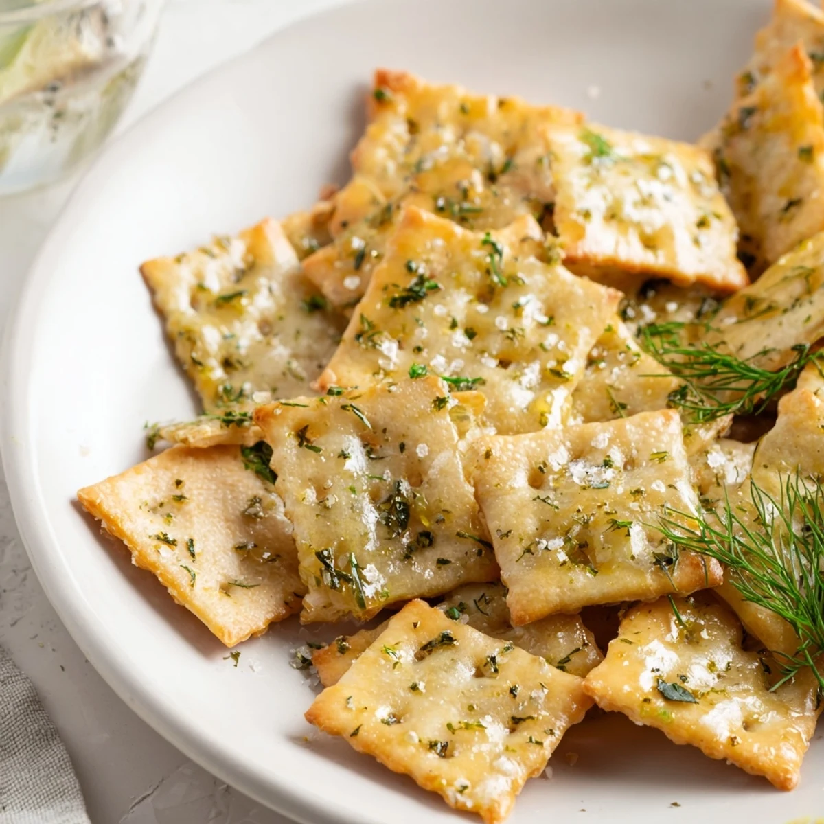 A bowl of Dill Pickle Saltines Recipe crackers piled for easy party snacking  
