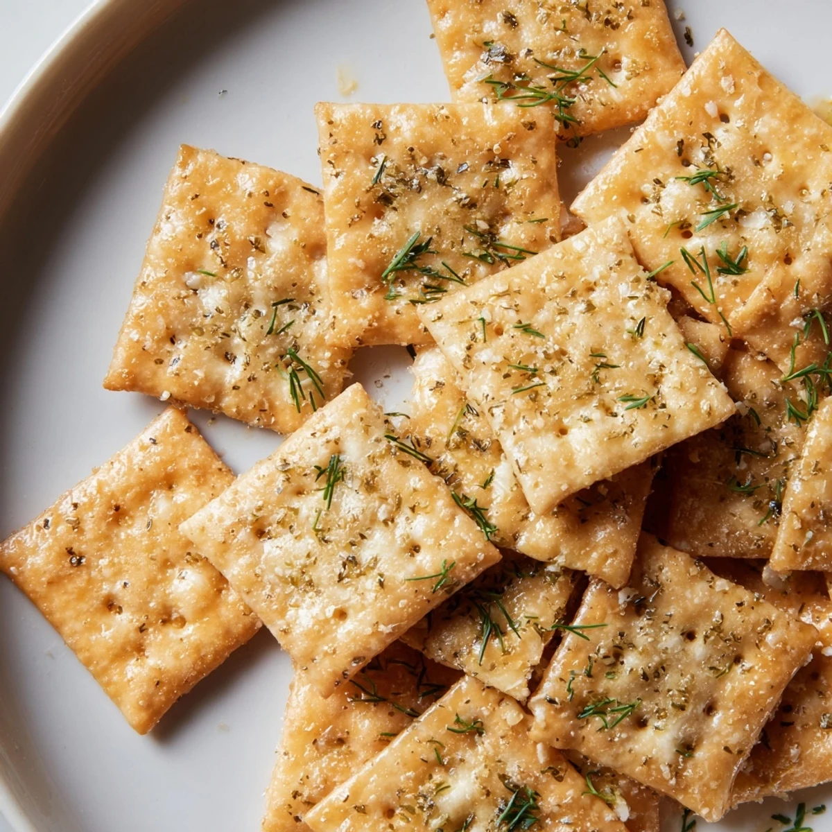 Warm, oven-baked Dill Pickle Saltines Recipe served alongside creamy cheese dip