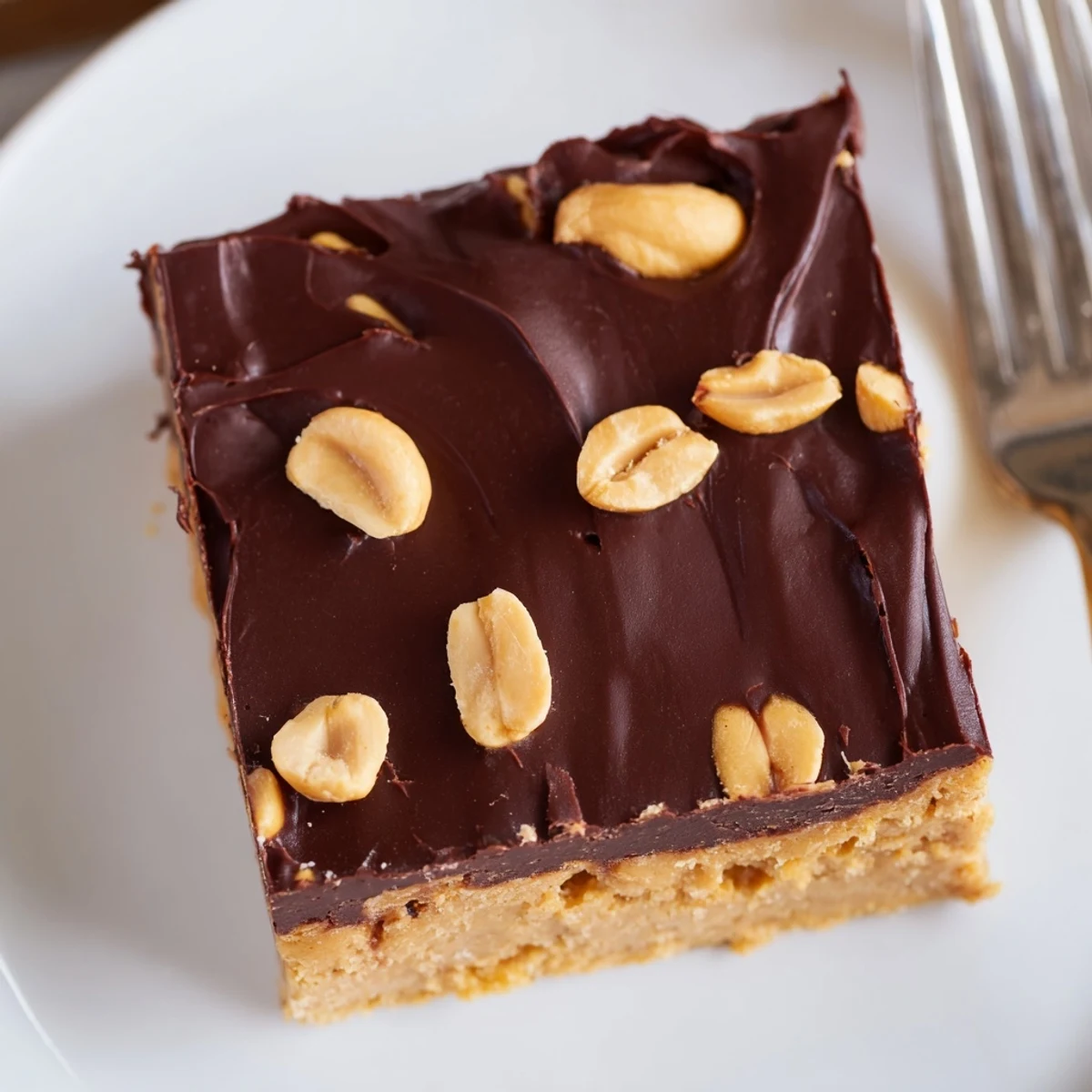 Chewy Peanut Butter Bars sliced into thick pieces, nutty aroma and crumbs