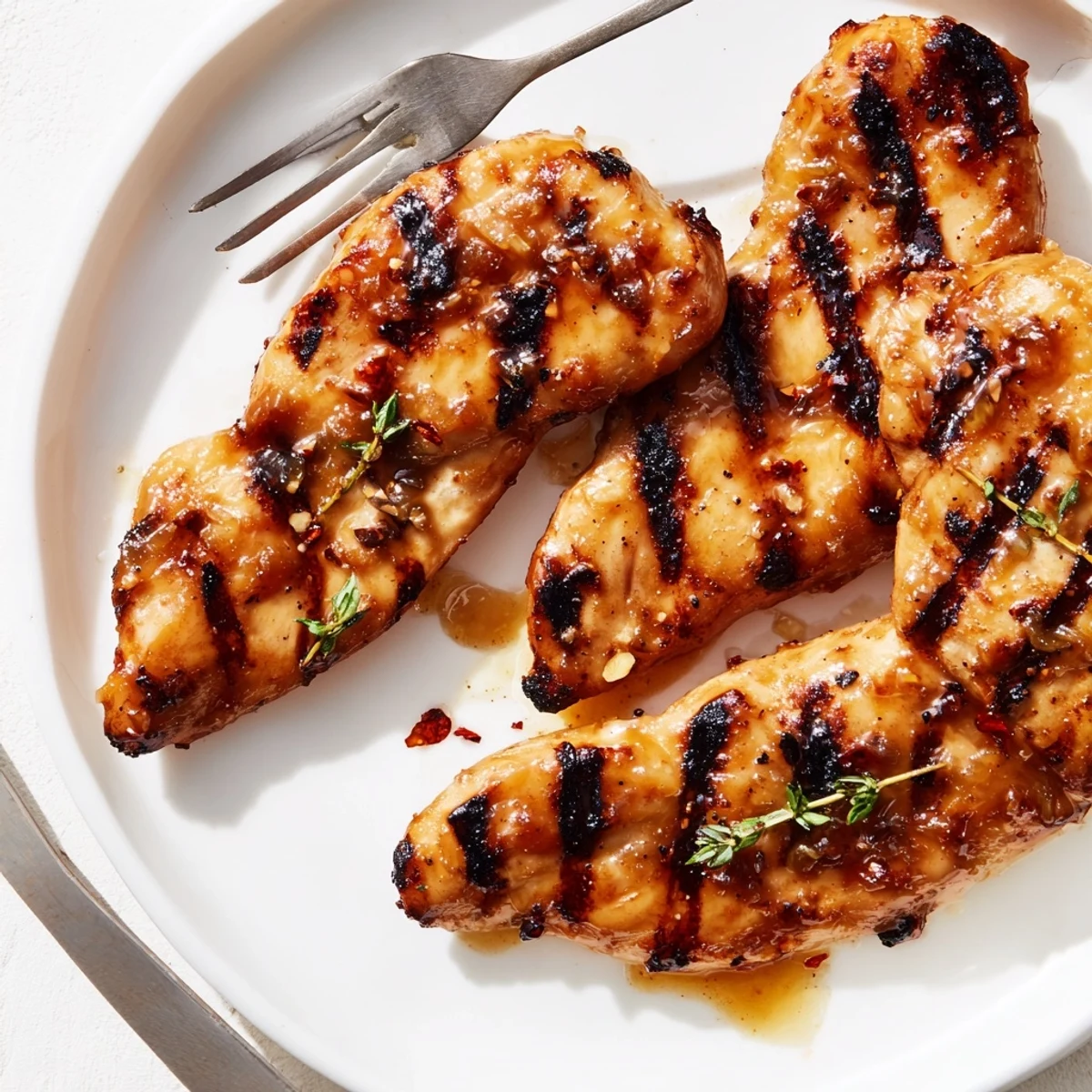 Golden grilled Maple Dijon chicken with caramelized glaze and crispy charred edges