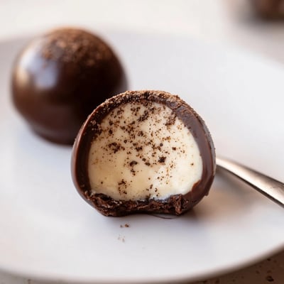 Hand-rolled Dark Chocolate Eggnog Truffles with creamy centers, perfect holiday gifts